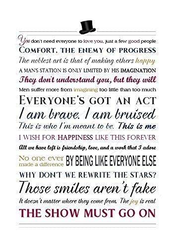 Greatest Showman Movie Quotes Print, Unframed, (A4 (21 x 29.7cm ...