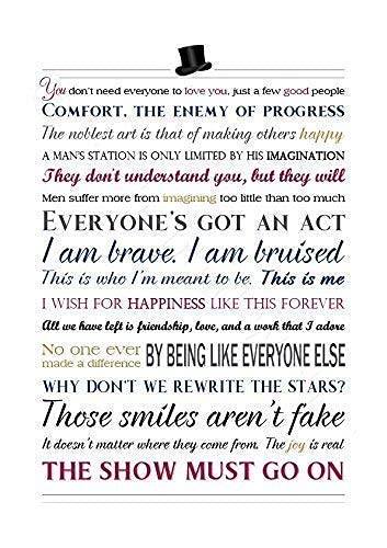 Greatest Showman Movie Quotes Print, Unframed, (A4 (21 x 29.7cm ...