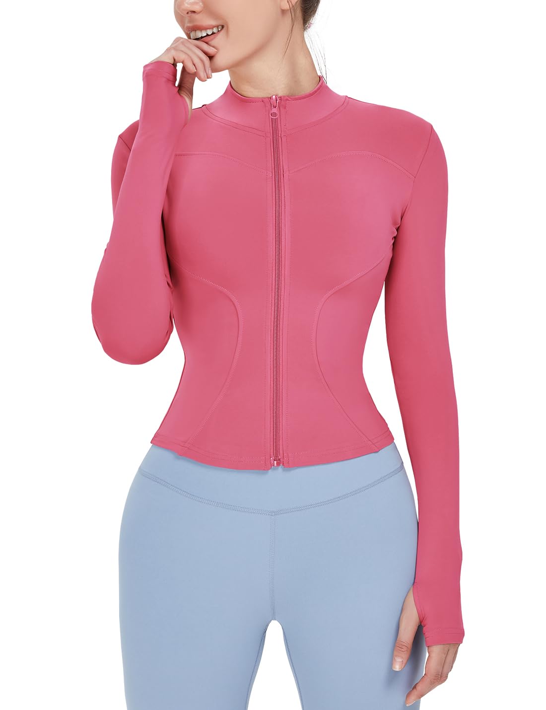 Locachywomens Lightweight Stretchy Workout Full Zip Running Track