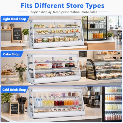Image of 8.1 Cu.Ft Commercial Glass Door Refrigerator | Countertop Display Fridge with LED Lighting for Bakeries, Cafes, Convenience Stores | Energy Efficient, Adjustable Shelves, Auto-Closing Door