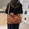 Sac à Main De Cours En Bandoulière, Sac à Main Vintage Femme Cours Lycee, Sac Fourre Tout En Cuir Pu,Fermeture Zip Sac Fourre-Tout En Avec Sangle Réglable Pour l'École, Les Voyages (A-Marron) #1