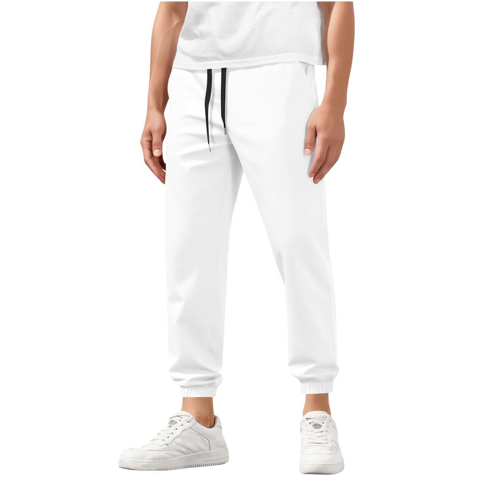 Mens Sweatpants Straight Leg Drawstring Jogging Pants Casual Solid Color Plus Size Classic Fit Trendy Trousers 2025