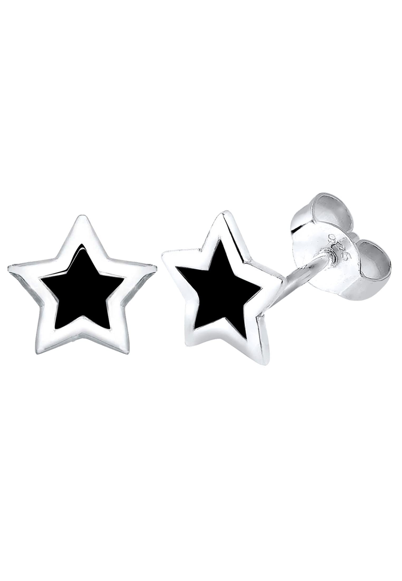Elli Women's 925 Sterling Silver Xilion Cut Stars Black Earrings