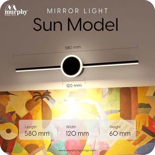 Image of Murphy Sun 16+2W LED Picture Frame & Dressing Table Light - Black Finish, 3-Color Dimmable (White, Warm White, Natural White) - Pack of 2