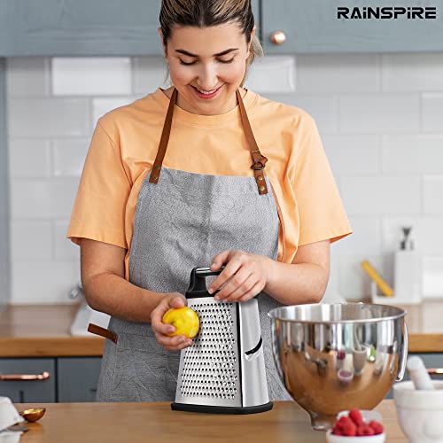 Rainspire Professional Box Grater, Cheese Grater Box For Kitchen Stainless Steel With 4 Sides, Cheese And Spice Graters With Handle For Vegetables, Ginger, Potatoes, Black #TOP6
