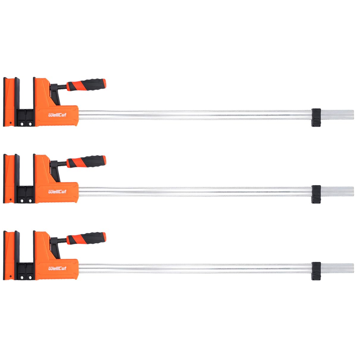 Wellcut Bar Clamps 800Mm X 95Mm, Parallel Jaw Clamp, Quick Release Professional Woodworking F Clamps With 600Kg Clamping Force Heavy Duty Super Strong Fully Adjustable (Pack Of 3)