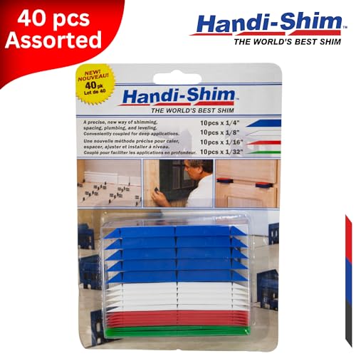 Image of Plastic Construction Shims & Spacers Variety Pack - Assorted 4 Thicknesses (1 /32, 1 /16, 1 /8, 1 /4-Inch) (40 Count)