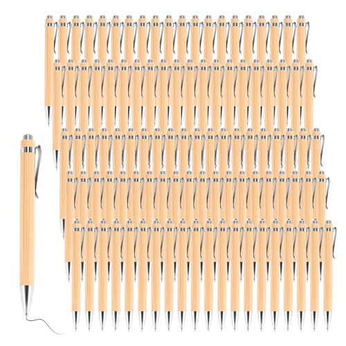 Stylos à bille en bambou lot de 100 fournitures écologiques de bureau et classe