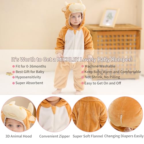 MICHLEY Unisex Baby Animal Costume Winter Autumn Hooded Romper Halloween Cosplay Jumpsuit Outfits2