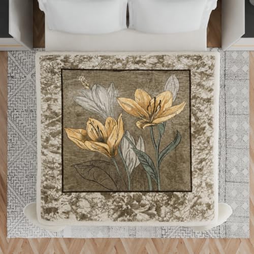 Image of Signature Special Limited Edition Super Soft Double Layered Blanket - 1100 GSM Winter Luxury - Reversible, Ultra Warm & Plush - King & Single Bed (Golden Lily, Double)