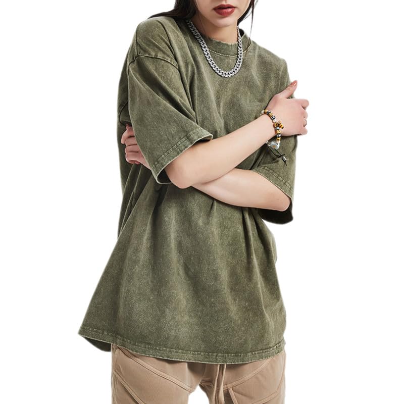 Cotton Tshirts 6 Pack:Oversized Crew T-Shirts Short Sleeve Vintage Tees Mix Colors Basic Tops for Men Women3