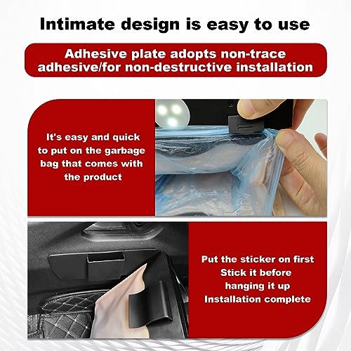 Image of Car Trash Can with LED Light and Magnet Closure Design, Passenger Side Waterproof PU Leather Garbage Bag, Back Seat Hanging Leak Proof Reusable Traveling Portable Offices Garbage Cans (Beige)