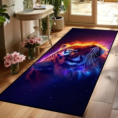 Galaxy Tiger Rug 3D Fierce Tigers Area Rugs for Bedroom Living Room Playroom Gameroom Boys Kids Fire Glitter Carpet Throw Rugs Floor Mat 79 in x 39 in Galaxy 11 79"x39" (Rectangular)