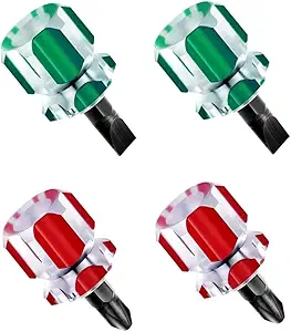 LSTCPGLAI 4Pcs Mini Stubby Screwdriver Small Screwdriver Set 2-in-1 Interchangeable Handle Screwdriver Mini Sewing Machine Screwdriver for DIY Repairing Pocket Screwdriver