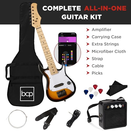 Image of Best Choice Products 30in Kids Electric Guitar Beginner Starter Kit w / 5W Amplifier, Strap, Gig Bag, Strings, Picks - Sunburst