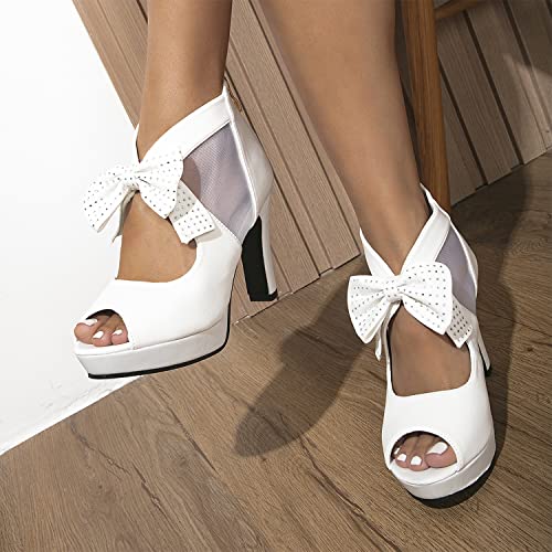 Image of GATUXUS Open Toe Women Platform High Heel Shoes Bows Strappy Sandals