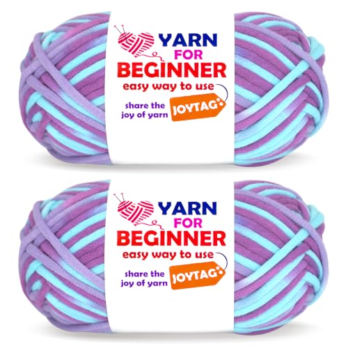 Image of 2 * 50g Rainbow Beginner Crochet Yarn for Crocheting and Knitting Multicolor Cotton Crochet Yarn for Beginners(Purple Blue Tone)