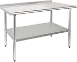 HARDURA Préparation de table en acier inoxydable & Tableau de travail 24 x 48 Pouces NSF Commercial lourd avec sous-sol et dosseret pour Restaurant Cuisine Maison et Hôtel