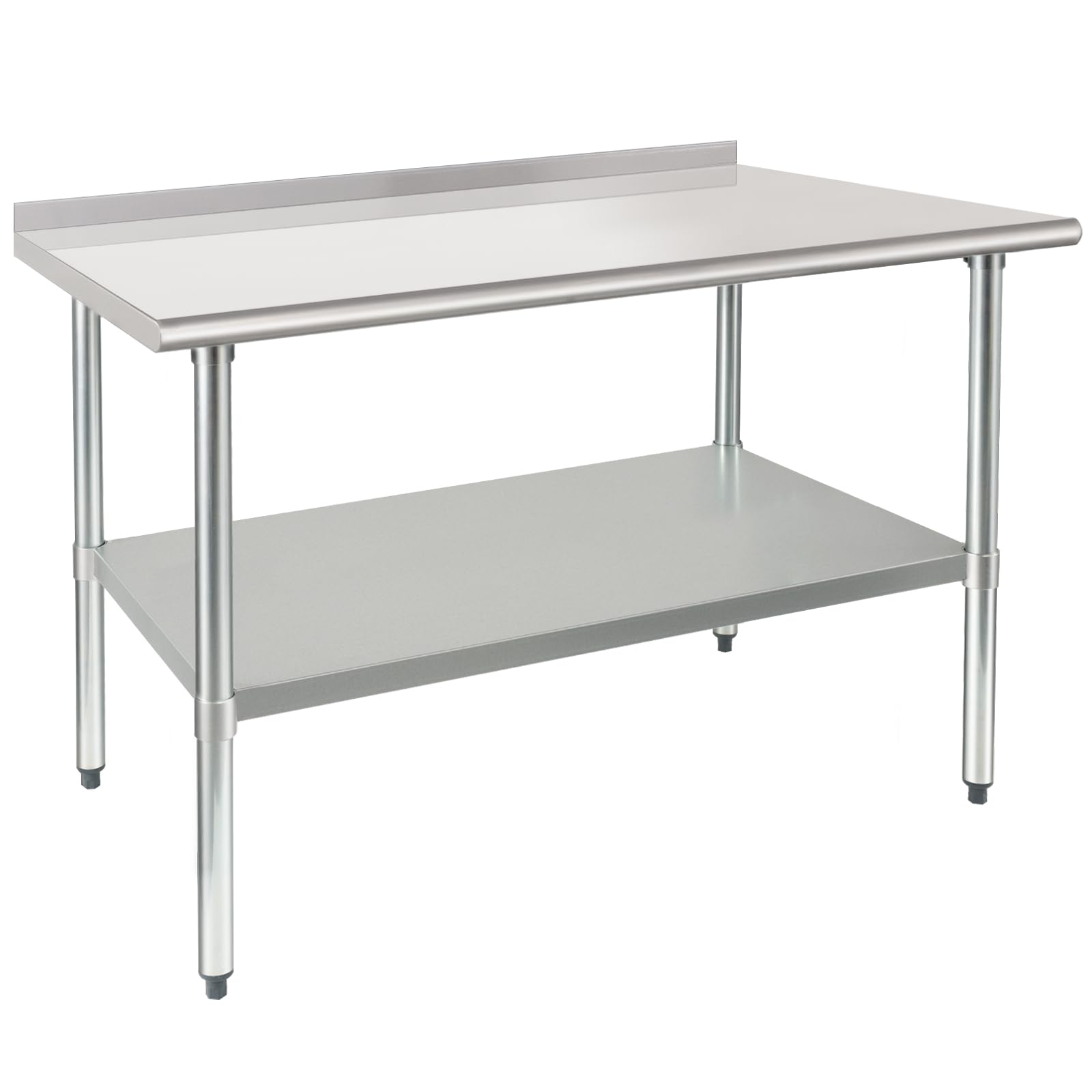 HARDURA Stainless Steel Prep & Work Table 30 x 48 Inches NSF Heavy Duty Commercial with Undershelf and Backsplash, Galvanized Legs for Commercial Food