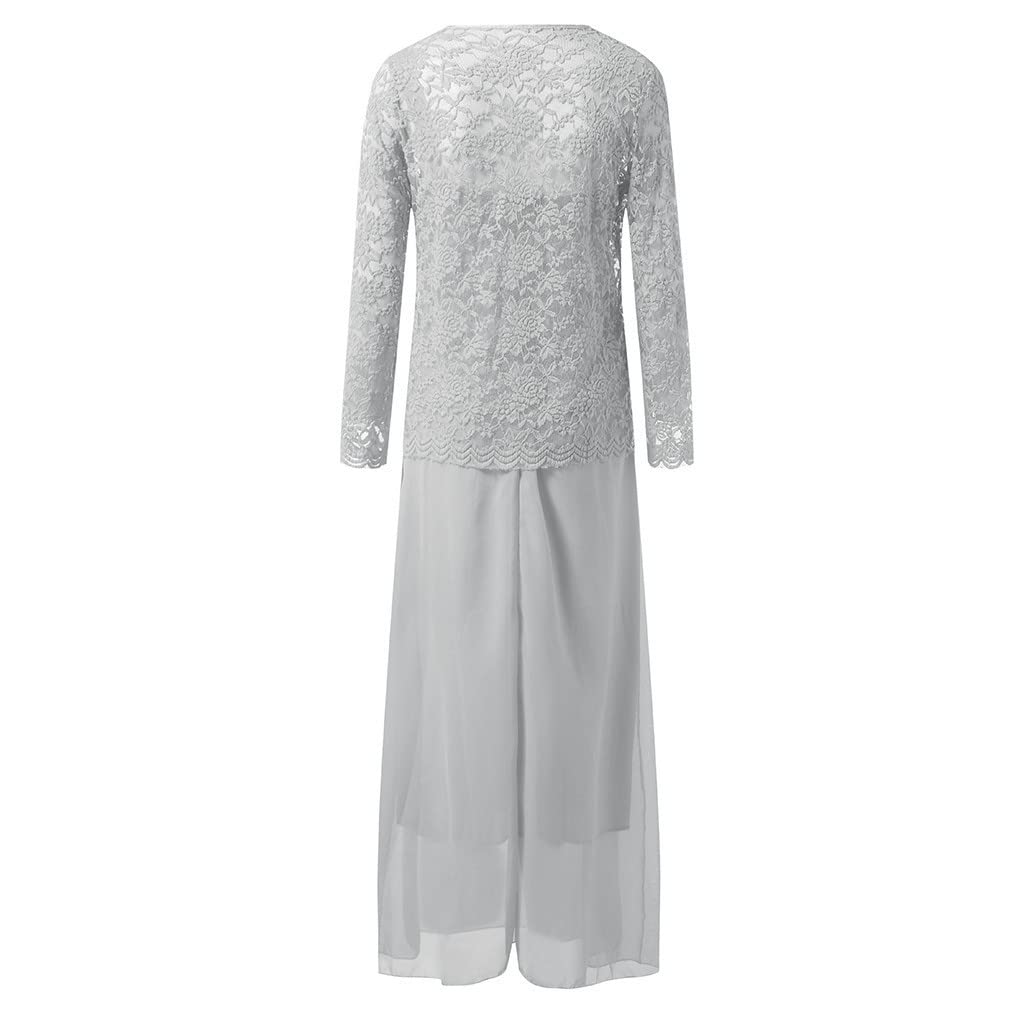 Vestidos de verano 2026 para mujer, talla grande, con encaje hueco, dobladillo suelto, casual, mangas con costuras de gasa, conjunto de dos piezas, vestido de invitada de boda, vestido de fiesta