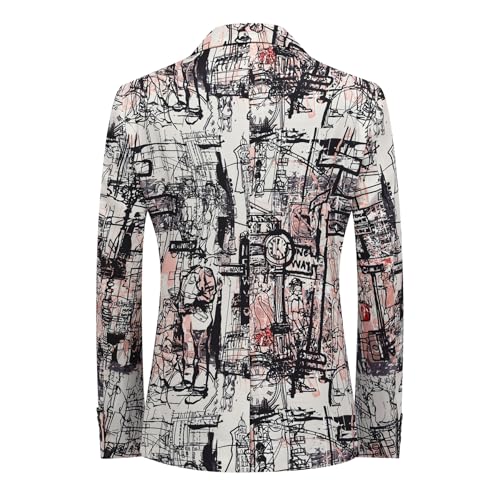 Cloudstyle Mens 2 Piece Floral Dress Suit Pattern Print Party Prom Tuxedo Suit Jacket Pants Set3