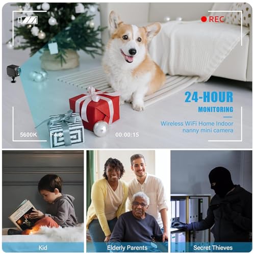 Image of DIVINE 2024 Upgraded Mini Spy Camera Hidden Camera,4K WiFi Wireless Camera, 100 Days Standby Battery Life,AI Motion Detection Alerts,Nanny Cam Security Cam for Indoor,Home,Baby,Pets (DSC-57)