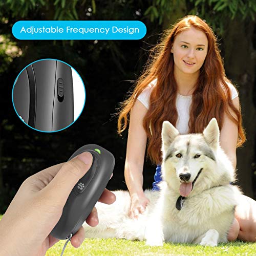 Zomma Anti Barking Device, Ultrasonic Dog Bark Deterrent, 2 in 1 Adjustable Frequency Dog Barking Deterrent Devices Handheld Dog Training Device with LED Indicator Wrist Strap for Indoor Outdoor