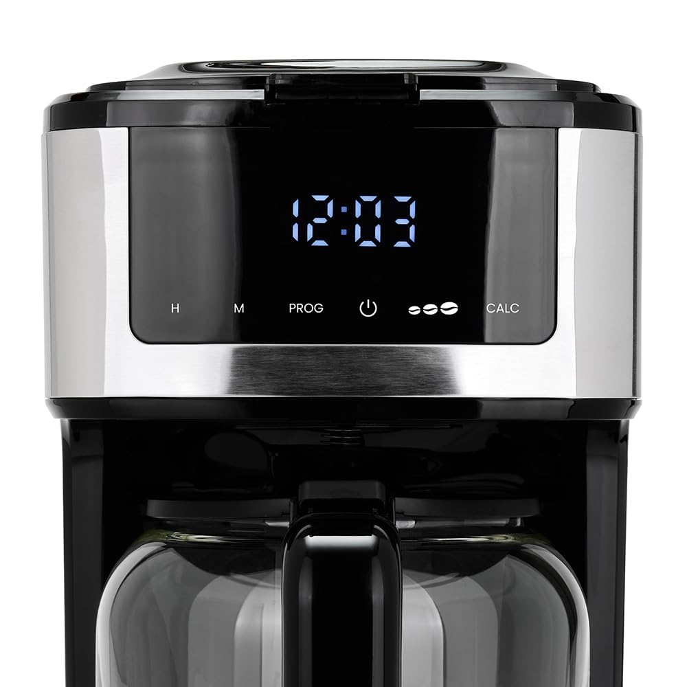Livoo - Cafetera eléctrica programable DOD208-15 tazas, 1,8L, filtro reutilizable, función programación, mantenimiento caliente, vidrio