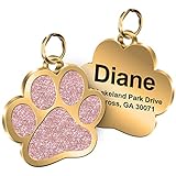 Personalized Engrave Pet ID Tags Paw Shape Custom Glitter Pet Supplies Engrave Name Number Elegant P