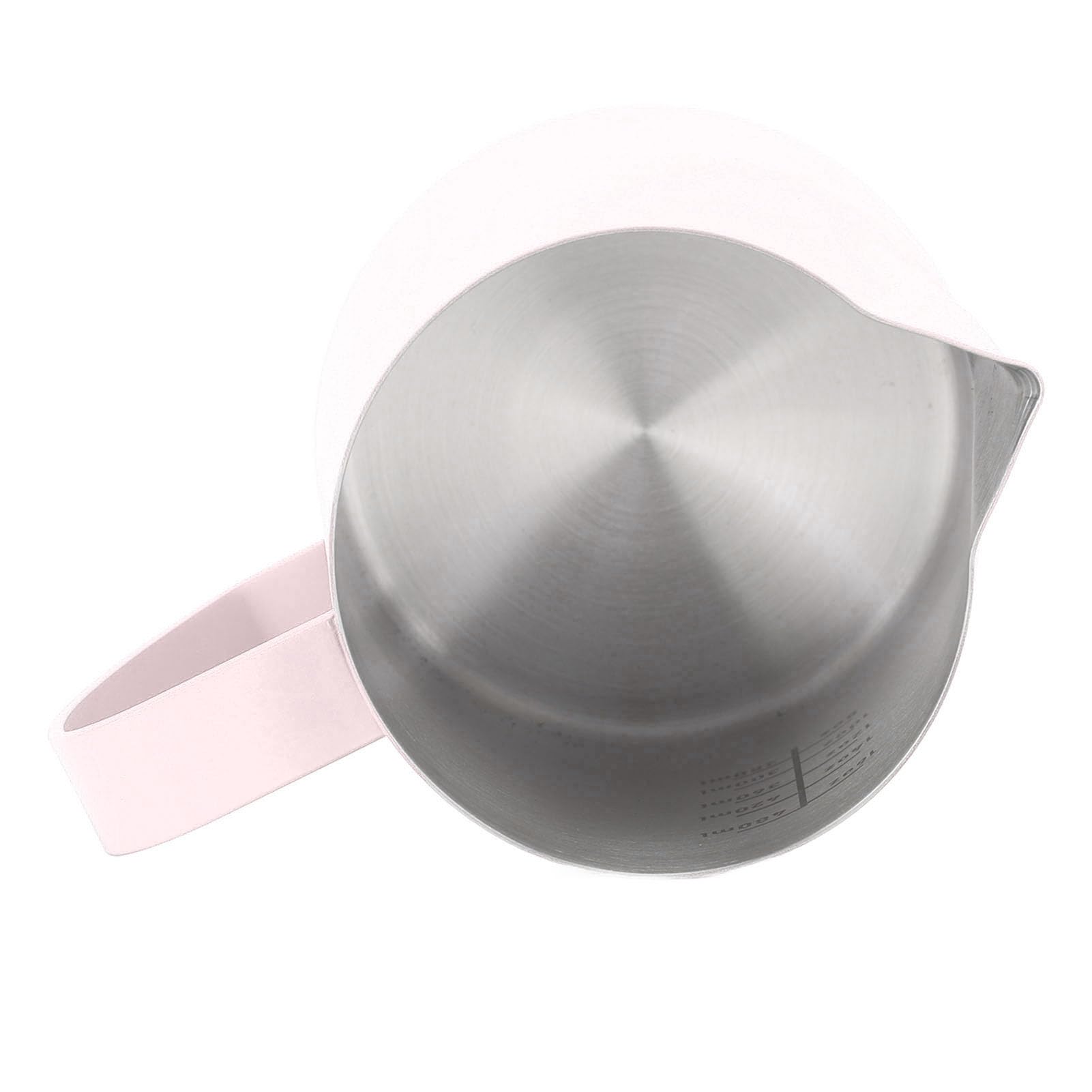 Professionale Brocca In Schiuma per Espresso, Bricco Latte in Acciaio Inox con Segno di Misurazione per Latte Art, Montalatte Espresso e Cappuccino (Rosa)