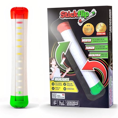 Stickflip - Werfen, Fangen, Hochleveln | 10 Spiele mit LEDs und Sound, Solo und Multiplayer, elektronisches Spiel für die ganze Familie - ChuckaRubba - Stick Flip Höhle der Löwen