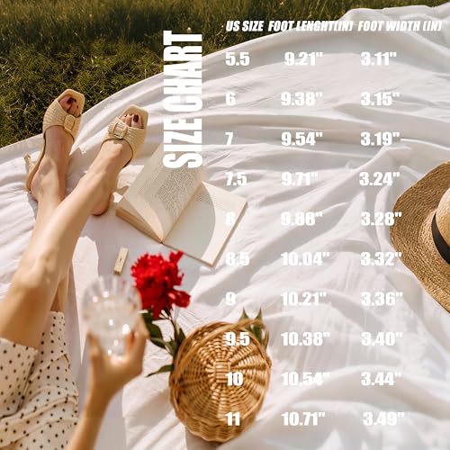 Image of Goiphrri Kitten Heels for Women Summer Heeled Sandals | Slip On Mule Heels with Adjustable Buckle Strap Wide Feet Open Toe Heels for Women Daily Vacation Fashion Dressy