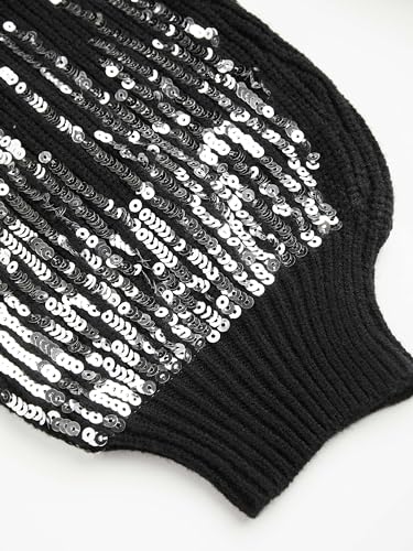 CIDER Sequins High Neck Lantern Sleeve Knitted Dress2