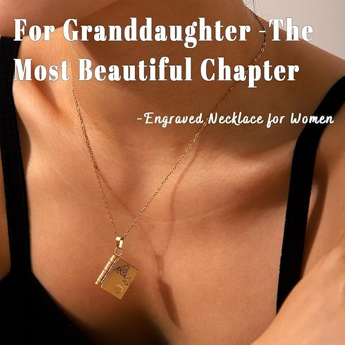 Granddaughter Chapter Book Necklace,The Most Beautiful Chapter Book,Personalized Granddaughters Necklaces Gift2