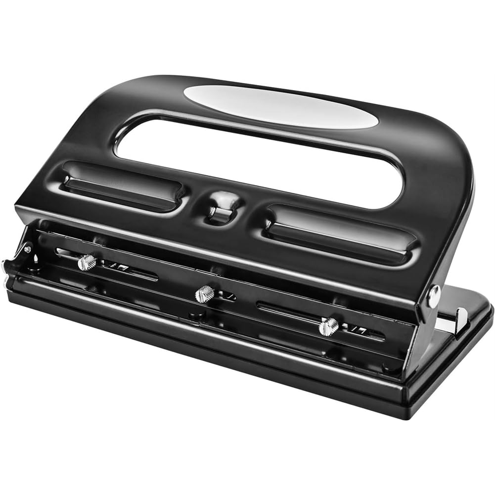 Littimoon Hole Puncher for Loose-Leaf Paper, Adjustable 3-Hole Punch for Document Paper, 30-Sheet Capacity, 3-Hole Design