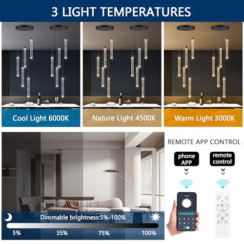 Image of Crystal Pendant Light Mini Chandelier Bubble Pendant Lighting for Kitchen Island Black LED Ceiling Hanging Light Bathroom Dining Room Corridor Dimmable Flush Mount Ceiling Light Dimmable 2700K 6000K