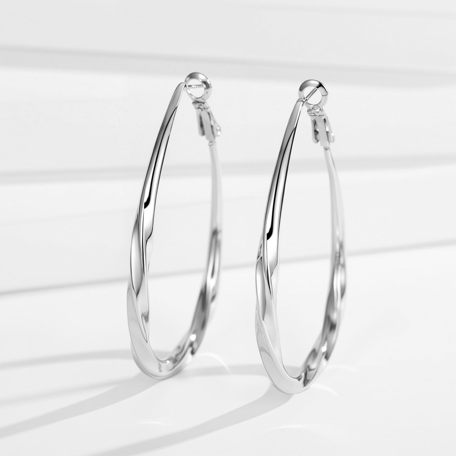 Large Gold Hoop Earrings for Women Trendy 14k Gold Plated 925 Sterling Silver Post Oval Hoop Earrings Lightwieght Big Hoops Earrings Jewelry Gifts for Women - Image 8