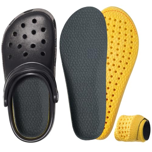 Mirvosa Comfort Insoles for Crocs Clogs - Soft and Breathable Shoe Insoles Designed for Crocs Clogs - Trim to Fit Insert with U Heel Cup for All Day Comfort (Dark Gray US M 7-7.5 / W 8.5-9)