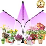 Lovebay Three Head LED Grow Light with Clip Base, 27W 54 LEDs Plant Grow Tube Lamp for Office Indoor Greenhouse Plants Herb Succulents, 360° Bendable Gooseneck, 3 Separated Switch, 2018 Upgraded