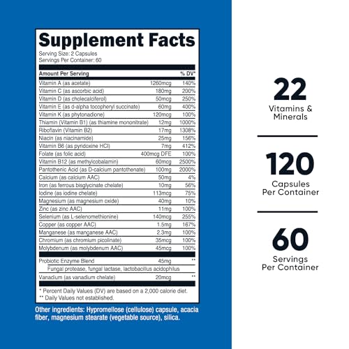 Nutricost Multivitamin with Probiotics 120 Vegetarian Capsules - Packed with Vitamins & Minerals - Image 3