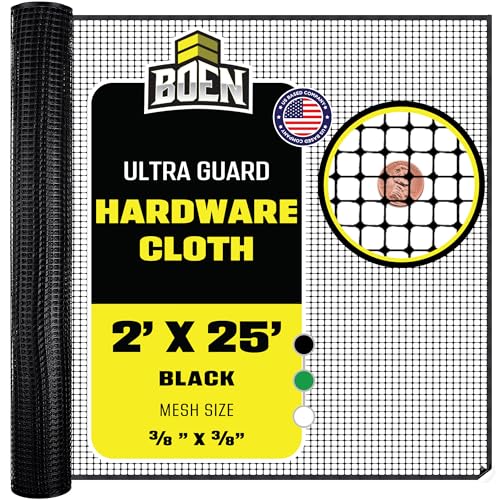 BOEN Plastic Mesh Hardware Netting 2' x 25' Black, Tree...
