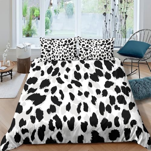 Housse de couette léopard 3D drap de lit abstrait vibrant microfibre 260x220cm pour couple - 4