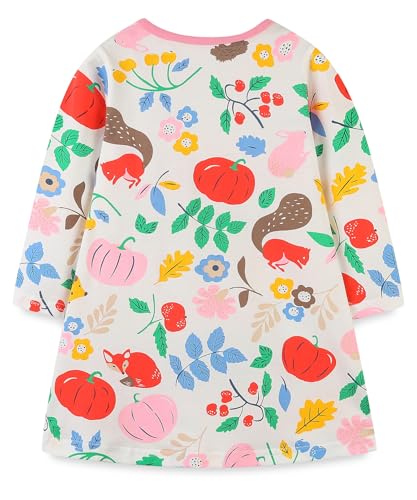 FreeLu Toddler Girls Cartoon Applique Dresses Striped Casual Dress Cotton Jersey Longsleeve T-Shirt2