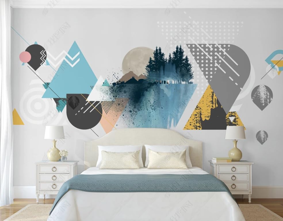 Papier Peint Intissé Paysage Géométrique, Poster Mural Haut de Gamme 250x175