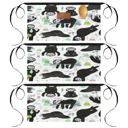 Demi-tablier de cuisine à 3 poches lot de 3 pratique 60x30cm