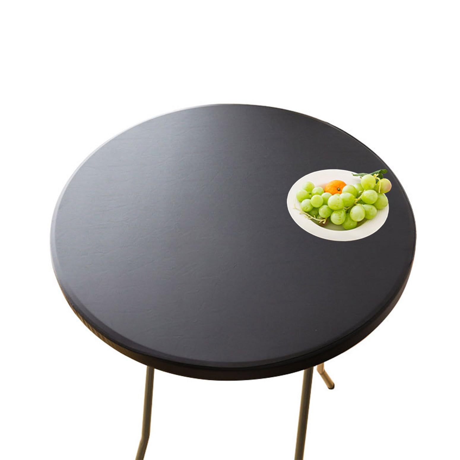 CIEEIN CIEHT PU Tablecloths Table cloth Tablecover Home Hotel Restaurant Bar Party Waterproof Oilproof Table Covers Black Round 70cm โ image 1