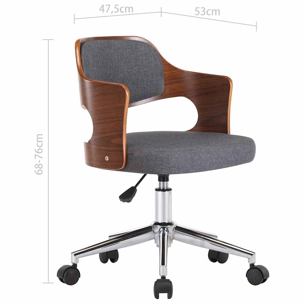 Lot de 2 Chaises Pivotantes à Manger Gris Bois Courbé et Tissu
