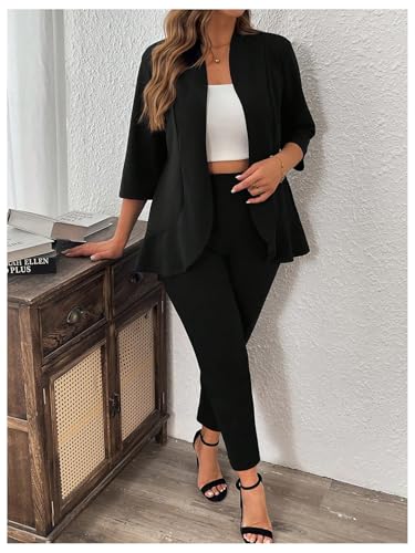 Stylish SOLY HUX Plus Size 2 Piece Outfit: Chic Black Blazer & Tapered Pants Set in 3X-Large - Image 5