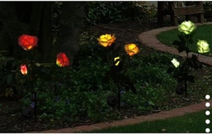 Amazon.com : Solar Rose Lights (Pink, Yellow and White), Solar Garden ...