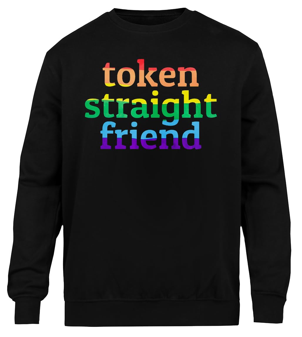 Token Straight Friend Unisex Czarny Sweter Ekologiczny Unisex Black Sweatshirt Eco-Friendly Crewneck